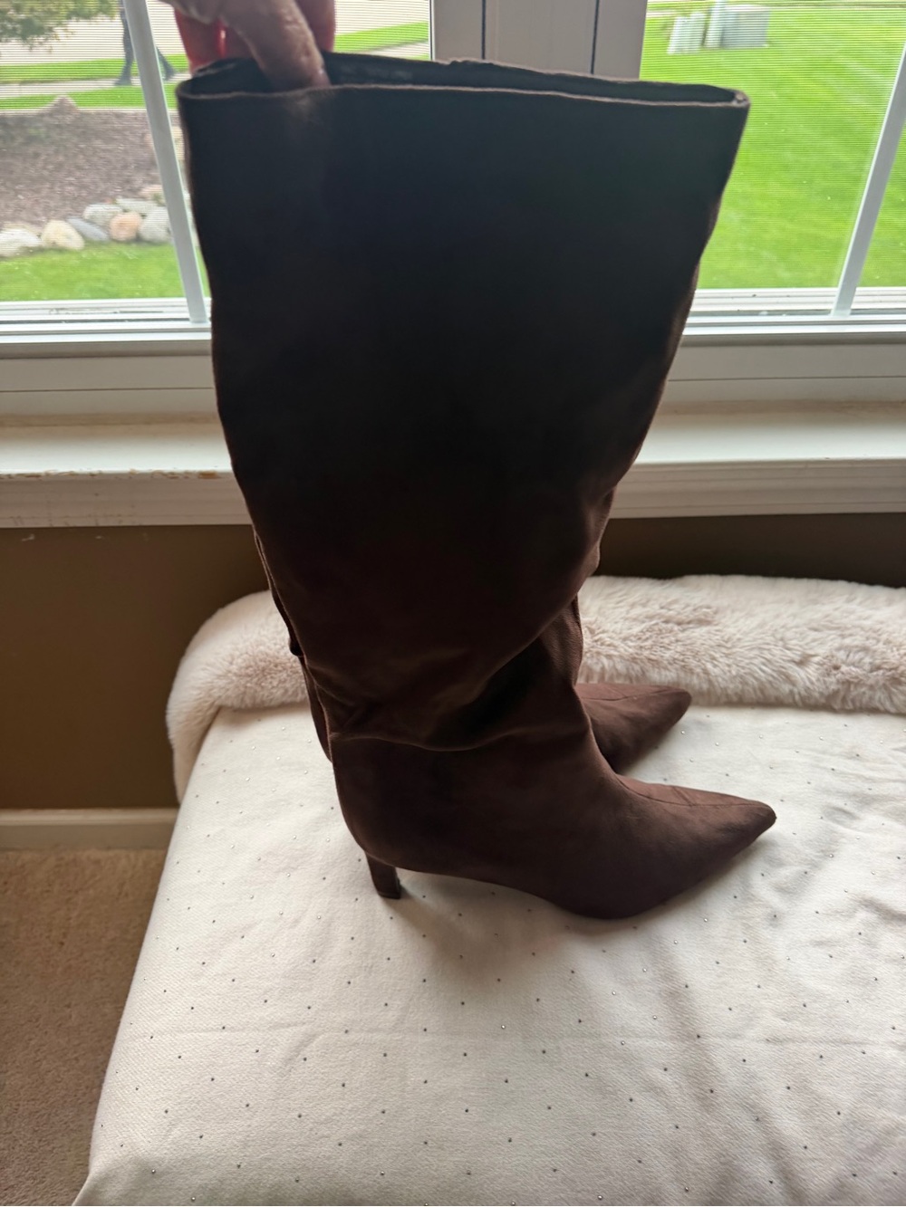 Brown Pointed-Toe Knee-High Women's Boots Wide shaft!